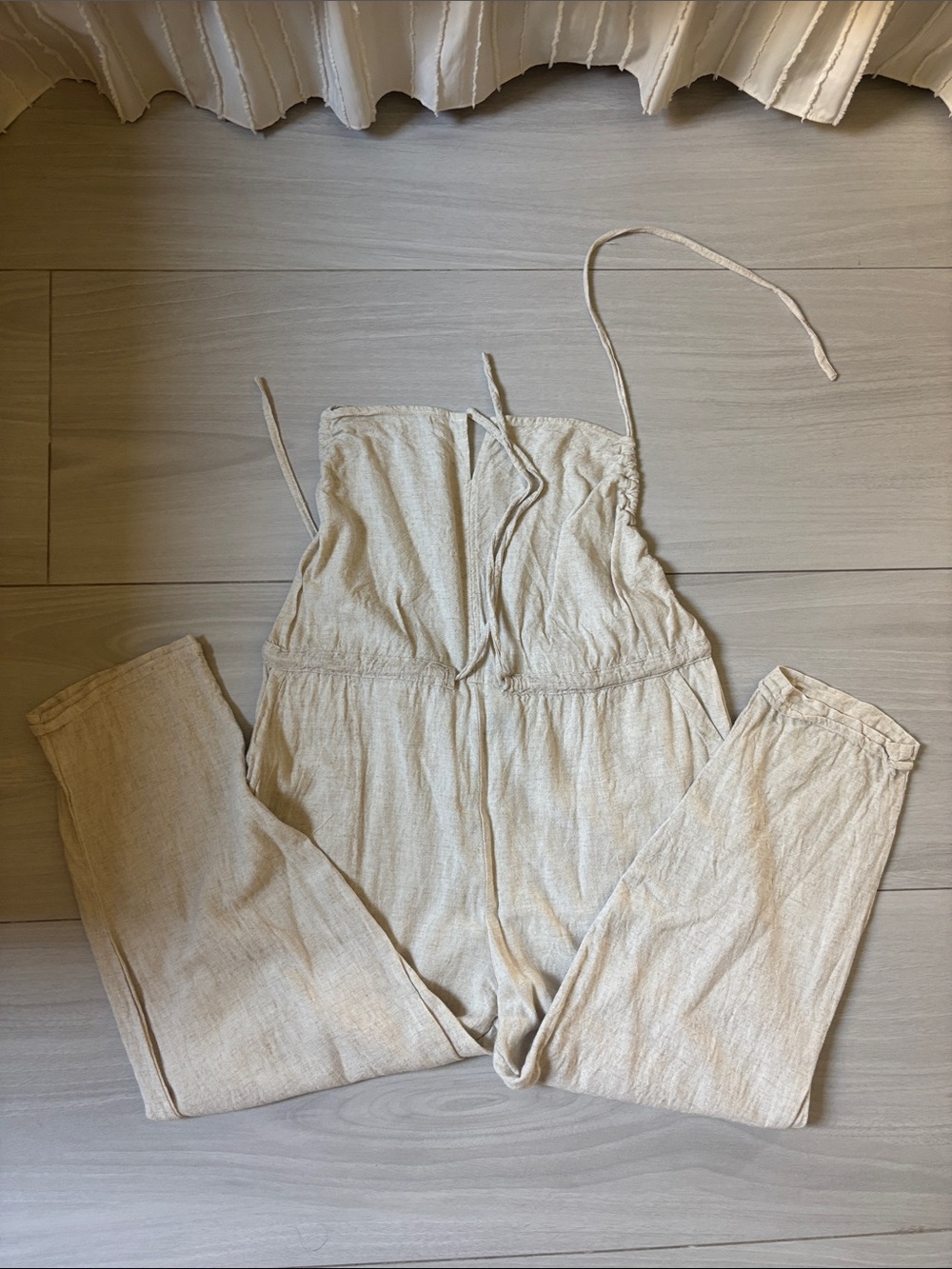 Women’s Cream Linen-Blend Strap Jumpsuit